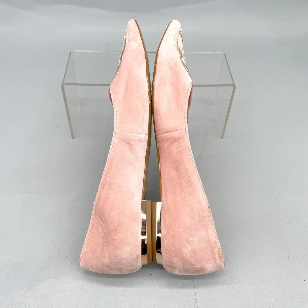 Sophia Webster Bibi Butterfly Pink Velvet Pointed Toe Ballet Flats Womens 39 8.5 - Picture 11 of 12